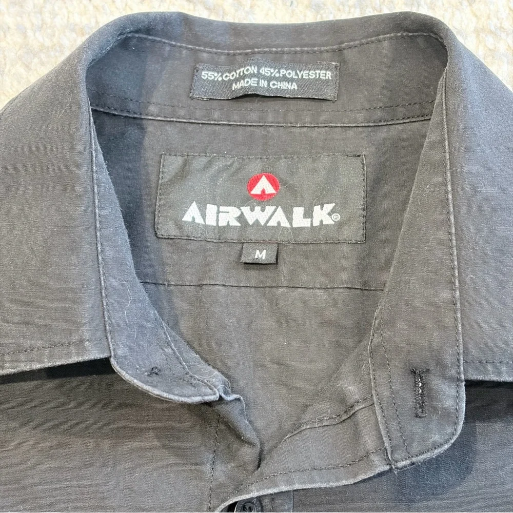 Airwalk Black Utility Button Up Shirt Mens M Skate Y2K Workwear Grunge - Picture 6 of 7